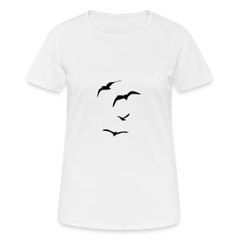 Vögel fliegen - Frauen T-Shirt atmungsaktiv - Weiß - Vorne - AI Model Female 172 dark (172cm)