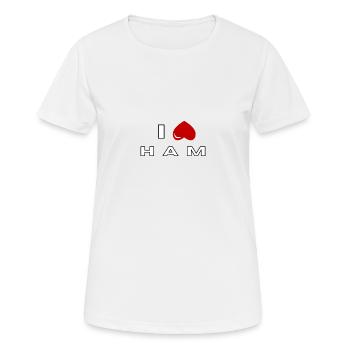 Ich hasse Schinken - Frauen T-Shirt atmungsaktiv - Weiß - Vorne - AI Model Female 172 dark (172cm)