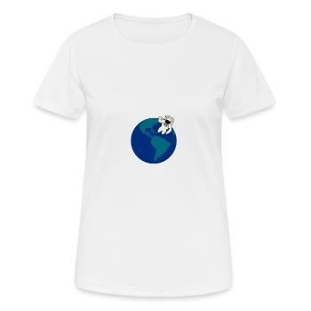 Astronaut, Raumfahrt, Erde, Spaceman, Weltall - Frauen T-Shirt atmungsaktiv - Weiß - Vorne - AI Model Female 172 dark (172cm)