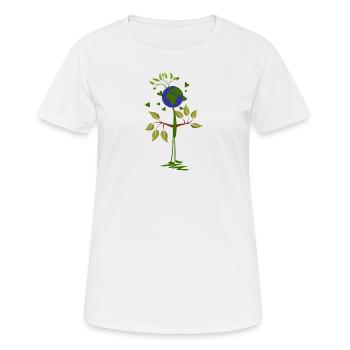 Umweltschutz Global - Frauen T-Shirt atmungsaktiv - Weiß - Vorne - AI Model Female 172 dark (172cm)