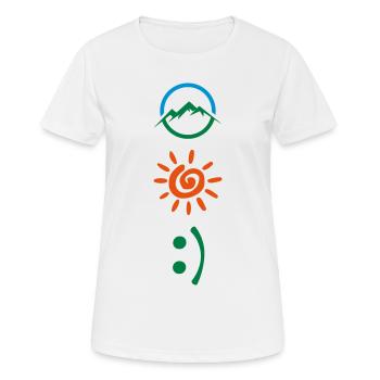 MONTAGNES / VUE / SKY / SUN - HEUREUX - T-shirt respirant Femme - blanc - Devant - AI Model Female 172 dark (172cm)
