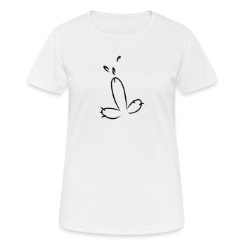 LUSTIGER PENIS, PIMMEL MIT SPERMA HANDGEZEICHNET - Frauen T-Shirt atmungsaktiv - Weiß - Vorne - AI Model Female 172 dark (172cm)