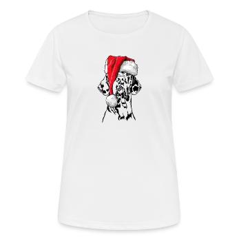 Père Noël Grand Dague Chiens de Noël Wilsigns - T-shirt respirant Femme - blanc - Devant - AI Model Female 172 dark (172cm)