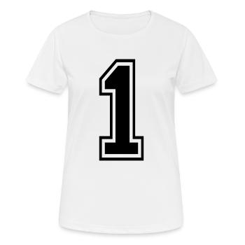 Nummer 1 - Frauen T-Shirt atmungsaktiv - Weiß - Vorne - AI Model Female 172 dark (172cm)