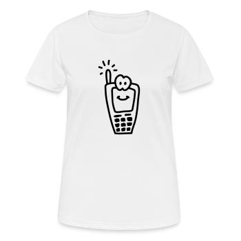 Fröhliches Handy - Line - Frauen T-Shirt atmungsaktiv - Weiß - Vorne - AI Model Female 172 dark (172cm)