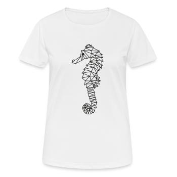 Seepferdchen in geometrischer moderner Form - Frauen T-Shirt atmungsaktiv - Weiß - Vorne - AI Model Female 172 dark (172cm)