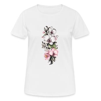 Orchidee rankend - Frauen T-Shirt atmungsaktiv - Weiß - Vorne - AI Model Female 172 dark (172cm)
