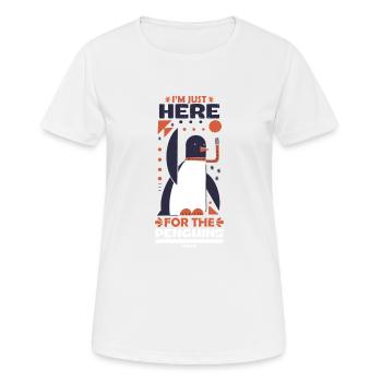 Je suis juste ici pour les pingouins - T-shirt respirant Femme - blanc - Devant - AI Model Female 172 dark (172cm)