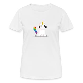 Chat licorne Pixel - T-shirt respirant Femme - blanc - Devant - AI Model Female 172 dark (172cm)