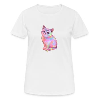 Colorful, magical cat - Women's Breathable T-Shirt - white - Front - AI Model Female 172 dark (172cm)