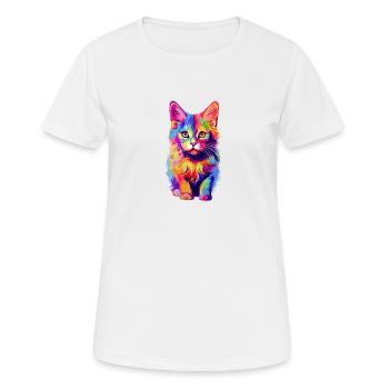 Kunterbunte Katze - Frauen T-Shirt atmungsaktiv - Weiß - Vorne - AI Model Female 172 dark (172cm)