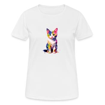 Little shy cat - Women's Breathable T-Shirt - white - Front - AI Model Female 172 dark (172cm)