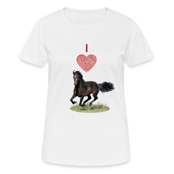 I love horses - Ich liebe Pferde - Frauen T-Shirt atmungsaktiv - Weiß - Vorne - AI Model Female 172 dark (172cm)