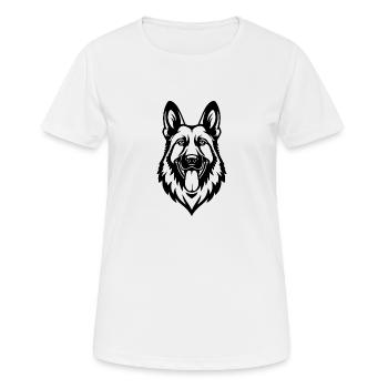 Schäferhund Hund Hundekopf - Frauen T-Shirt atmungsaktiv - Weiß - Vorne - AI Model Female 172 dark (172cm)