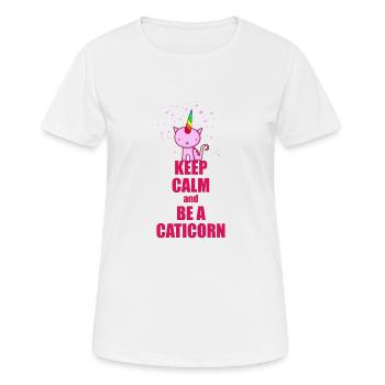 Keep Calm Caticorn - Frauen T-Shirt atmungsaktiv - Weiß - Vorne - AI Model Female 172 dark (172cm)