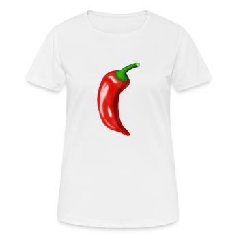 Rote Chili Pepperoni Illustration 100000 Scoville - Frauen T-Shirt atmungsaktiv - Weiß - Vorne - AI Model Female 172 dark (172cm)