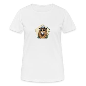 Mister Lion - Frauen T-Shirt atmungsaktiv - Weiß - Vorne - AI Model Female 172 dark (172cm)