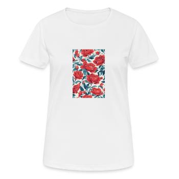 Red Roses - Women's Breathable T-Shirt - white - Front - AI Model Female 172 dark (172cm)