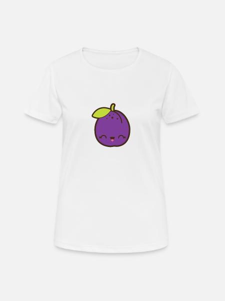 Niedliche Pflaume Smile Kawaii - Frauen T-Shirt atmungsaktiv - Weiß