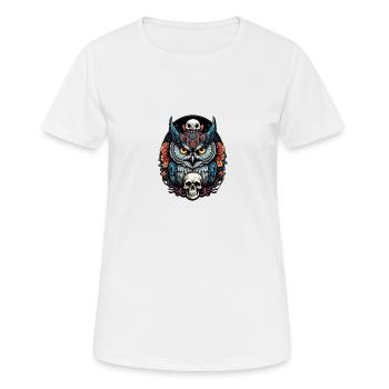 Decorative Owl with Skull and Rose Petals - Women's Breathable T-Shirt - white - Front - AI Model Female 172 dark (172cm)
