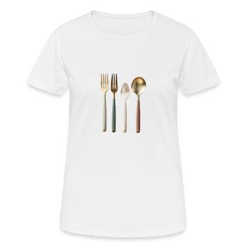 forks and spoons - Women's Breathable T-Shirt - white - Front - AI Model Female 172 dark (172cm)