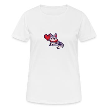 Chat Pixelart avec cœur - T-shirt respirant Femme - blanc - Devant - AI Model Female 172 dark (172cm)