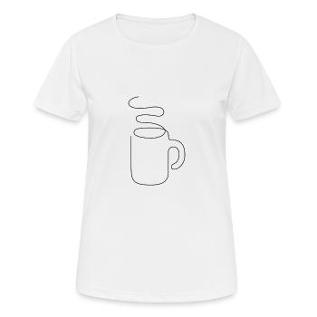Coffee cup one line - Women's Breathable T-Shirt - white - Front - AI Model Female 172 dark (172cm)