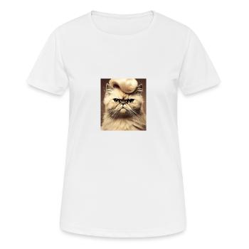 Chat persan Negan: Rockabilly - T-shirt respirant Femme - blanc - Devant - AI Model Female 172 dark (172cm)