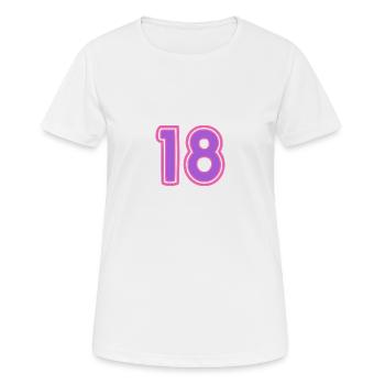 18. 18 ANS. 18e ANNIVERSAIRE. ANNIVERSAIRE 18 ANS. - T-shirt respirant Femme - blanc - Devant - AI Model Female 172 dark (172cm)