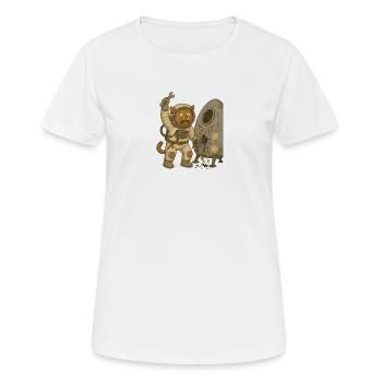Chat astronaute en galère – Design drôle chat - T-shirt respirant Femme - blanc - Devant - AI Model Female 172 dark (172cm)