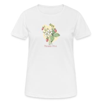 Botanische Zeichnung der Gewöhnlichen Walderdbeere - Frauen T-Shirt atmungsaktiv - Weiß - Vorne - AI Model Female 172 dark (172cm)