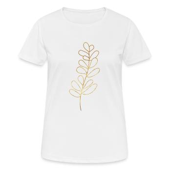 Gold Foliage Flora Line Art - Frauen T-Shirt atmungsaktiv - Weiß - Vorne - AI Model Female 172 dark (172cm)