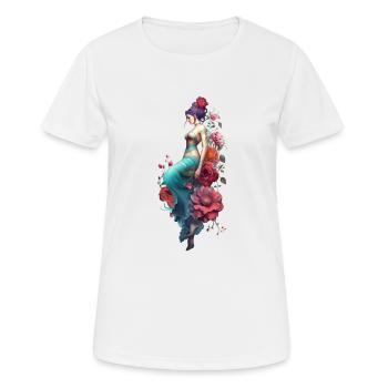 La femme aux fleurs - T-shirt respirant Femme - blanc - Devant - AI Model Female 172 dark (172cm)