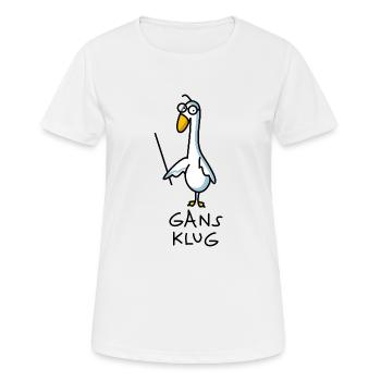 Gans klug - Frauen T-Shirt atmungsaktiv - Weiß - Vorne - AI Model Female 172 dark (172cm)