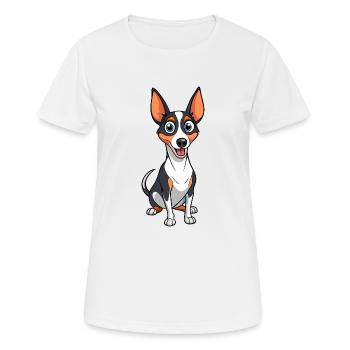 Neugieriger Rattenterrier - Hundekunstwerk Pint - Frauen T-Shirt atmungsaktiv - Weiß - Vorne - AI Model Female 172 dark (172cm)