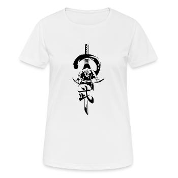Samurai - Katana - Frauen T-Shirt atmungsaktiv - Weiß - Vorne - AI Model Female 172 dark (172cm)