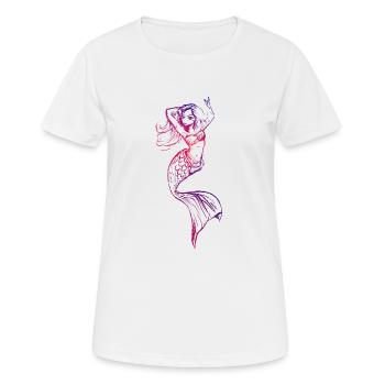 mermaid outline pink purple - Women's Breathable T-Shirt - white - Front - AI Model Female 172 dark (172cm)