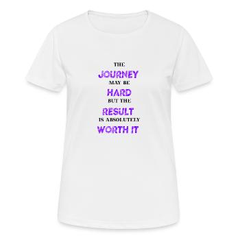Parcours difficile, résultat de la valeur Idée cadeau Motivation - T-shirt respirant Femme - blanc - Devant - AI Model Female 172 dark (172cm)