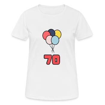 70. 70 ANS. 70e ANNIVERSAIRE. ANNIVERSAIRE 70 ANS. - T-shirt respirant Femme - blanc - Devant - AI Model Female 172 dark (172cm)