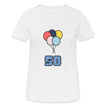 50. 50 ANS. 50e ANNIVERSAIRE. ANNIVERSAIRE 50 ANS. - T-shirt respirant Femme - blanc - Devant - AI Model Female 172 dark (172cm)