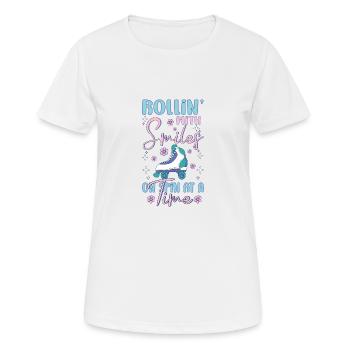 Rollerskater Party Rollin With Smiles Gift - Frauen T-Shirt atmungsaktiv - Weiß - Vorne - AI Model Female 172 dark (172cm)