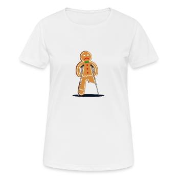Verletzter Lebkuchenmann (blau) - Frauen T-Shirt atmungsaktiv - Weiß - Vorne - AI Model Female 172 dark (172cm)