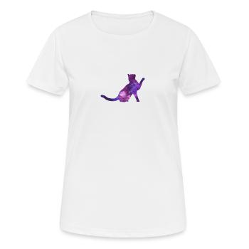 Chat de l’espace - T-shirt respirant Femme - blanc - Devant - AI Model Female 172 dark (172cm)