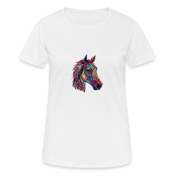 Déclaration d’équitation du pur-sang de Falkenstein - T-shirt respirant Femme - blanc - Devant - AI Model Female 172 dark (172cm)