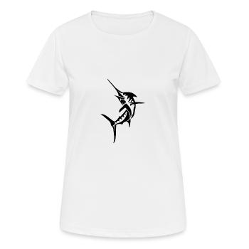 Marlin Schwertfisch Hochseeangeln Angeln Big Game - Frauen T-Shirt atmungsaktiv - Weiß - Vorne - AI Model Female 172 dark (172cm)