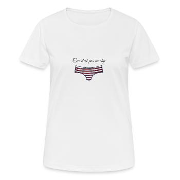 Ceci n'est pas un slip (rouge) - T-shirt respirant Femme - blanc - Devant - AI Model Female 172 dark (172cm)