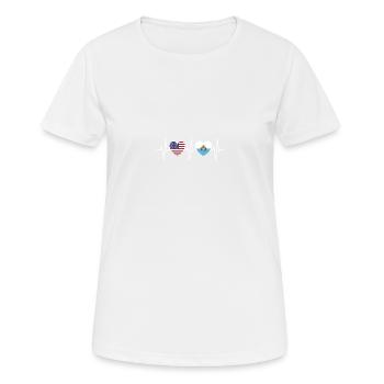 Drapeaux des États-Unis et de Saint-Marin - T-shirt respirant Femme - blanc - Devant - AI Model Female 172 dark (172cm)