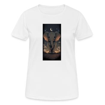 Knuffiger Elephant in der nächtlichen Savanne - Frauen T-Shirt atmungsaktiv - Weiß - Vorne - AI Model Female 172 dark (172cm)