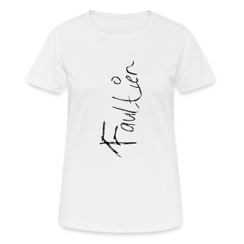 faultier Schriftzug - Frauen T-Shirt atmungsaktiv - Weiß - Vorne - AI Model Female 172 dark (172cm)