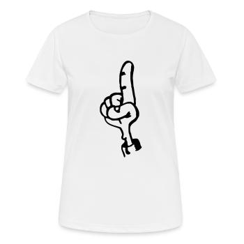 erhobener Zeigefinger - Frauen T-Shirt atmungsaktiv - Weiß - Vorne - AI Model Female 172 dark (172cm)